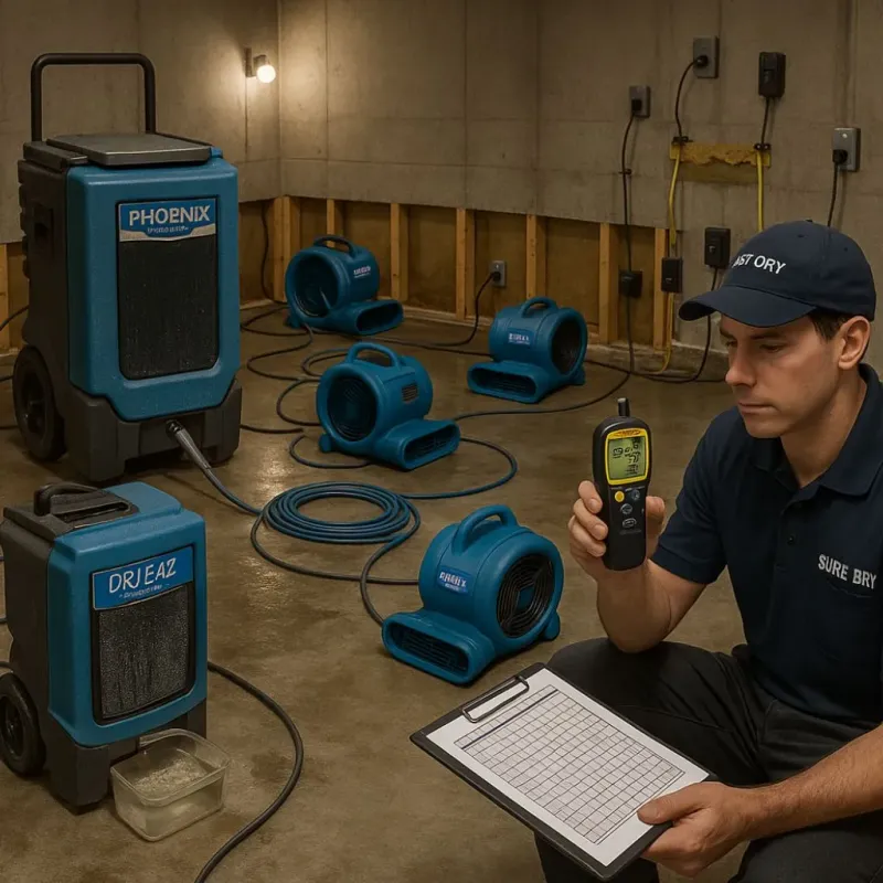 Structural Drying and Dehumidification process in Onslow County, NC